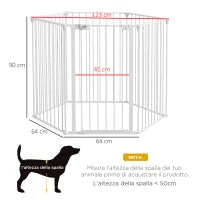 Cancellino per Cani Taglia Media Pieghevole e Modulabile in Metallo e Plastica, 123x102x90 cm, Bianco
