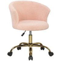 Poltrona da ufficio Ergonomica, Regolabile in altezza e con seduta girevole, Base in acciaio, 58x56x76cm, Rosa