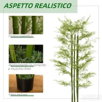 Outsunny Pianta Artificiale in Vaso da 155cm, Pianta Finta in Plastica per Interni ed Esterni, Verde