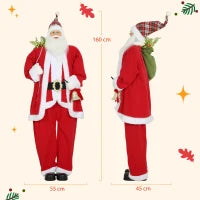 Babbo Natale in piedi, alto 1,6 m, con regalo, campanelli di Natale e Funzione sonora