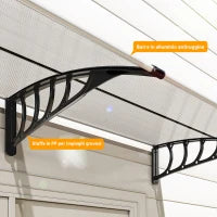 Tettoia Moderna in Policarbonato, Alluminio e PP per Balconi, Finestre e Porte, 200x96x27 cm