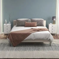 Set Di 2 Tavolini Comodino, Tavolini D'Appoggio, 3 Cassetti Per Camera In Legno 40L x 30l x 64H cm Bianco