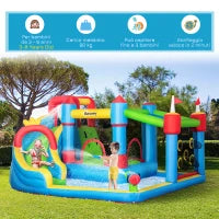 Castello Gonfiabile per Bambini con Scivolo, Trampolino e Piscina, 390x300x197cm