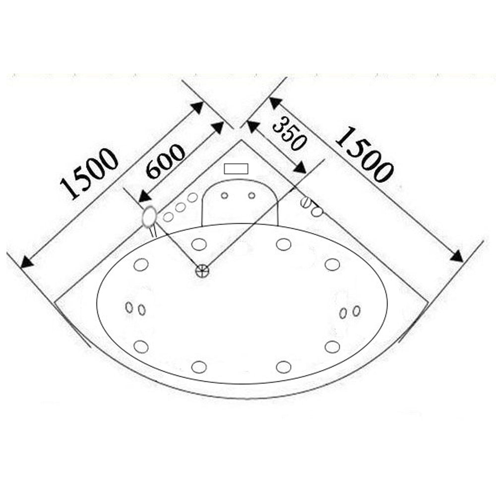Vasca idromassaggio bianca 150 X 150 cm Cromoterapia 9 getti – Ginevra