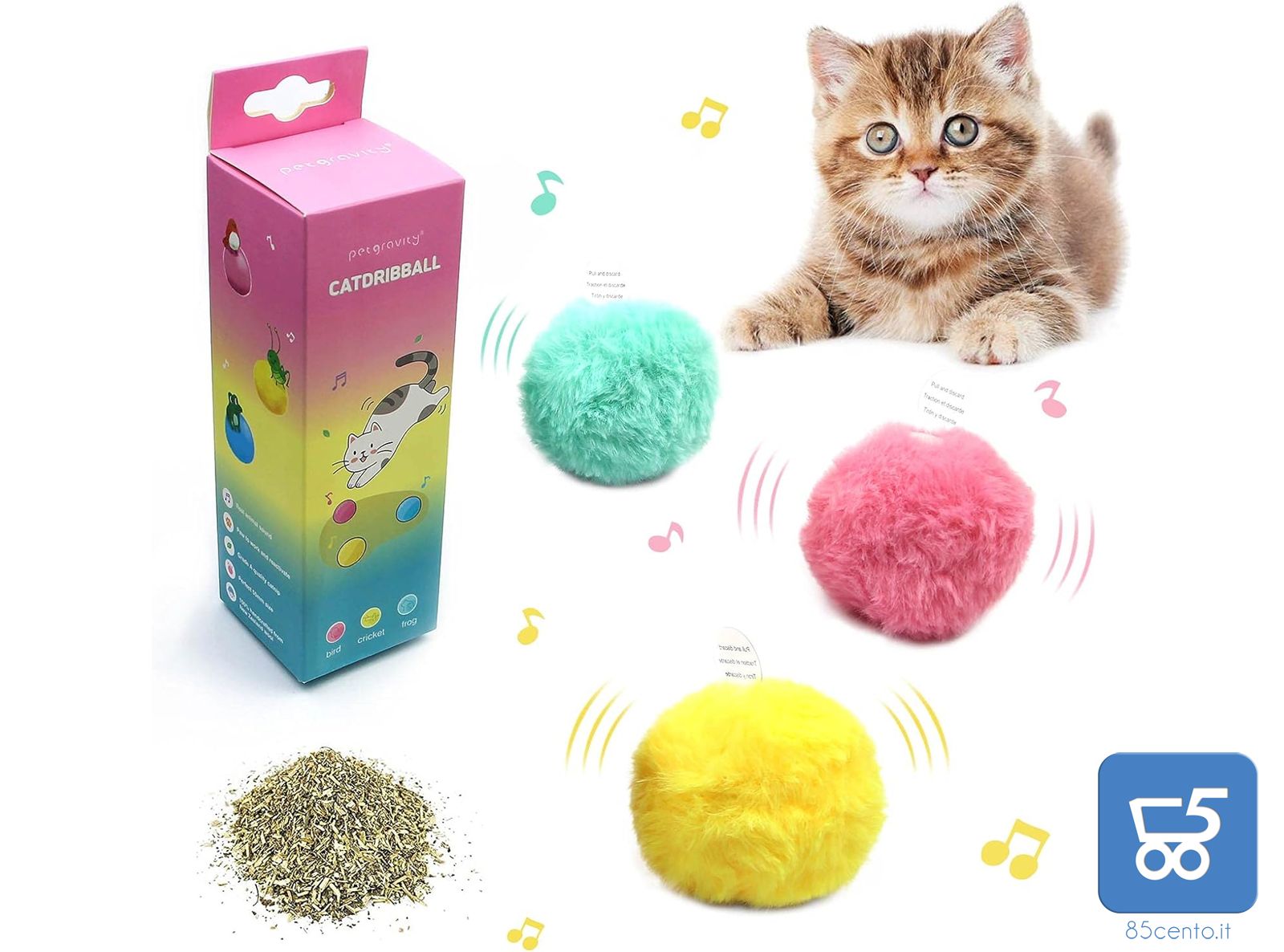 Gioco per Gatti 3 Palline di Peluche Morbide e Interattive con 3 Suoni Realistici per Animali Domestici Stimolano l'istinto