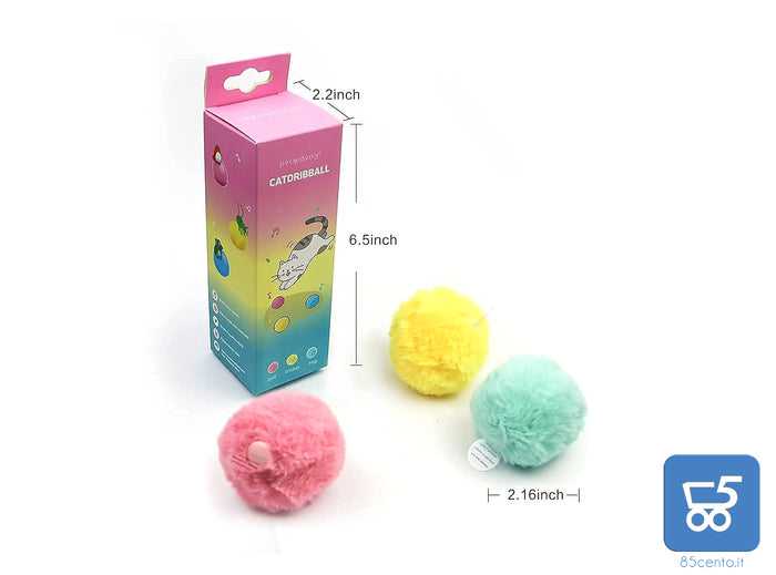 Gioco per Gatti 3 Palline di Peluche Morbide e Interattive con 3 Suoni Realistici per Animali Domestici Stimolano l'istinto