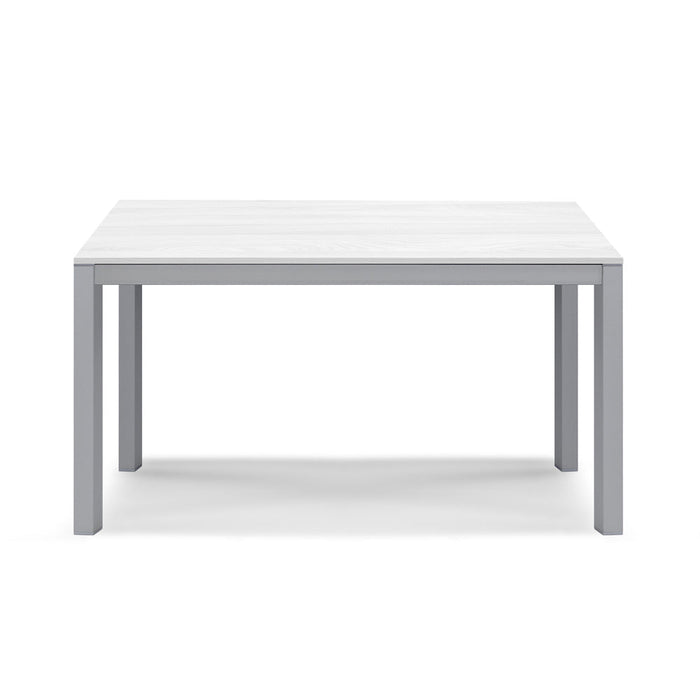 Tavolo da pranzo allungabile 130x80 Bianco Frassino modello GIOTTO MADE IN ITALY con allunga laterale 40 cm per sala da pranzo, cucina e soggiorno, design moderno