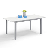Tavolo da pranzo allungabile 130x80 Bianco Frassino modello GIOTTO MADE IN ITALY con allunga laterale 40 cm per sala da pranzo, cucina e soggiorno, design moderno