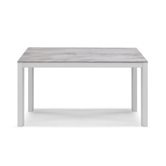 Tavolo da pranzo allungabile Cemento Bianco 110x70 modello GIOTTO MADE IN ITALY con allunga laterale 40 cm per sala da pranzo, cucina e soggiorno, design moderno