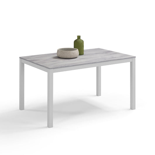 Tavolo da pranzo allungabile Cemento Bianco 110x70 modello GIOTTO MADE IN ITALY con allunga laterale 40 cm per sala da pranzo, cucina e soggiorno, design moderno