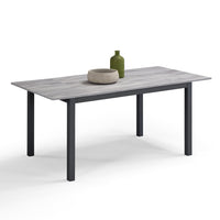 Tavolo da pranzo allungabile 130x80 Cemento Struttura Ghisa modello GIOTTO MADE IN ITALY con allunga laterale 40 cm per sala da pranzo, cucina e soggiorno, design moderno