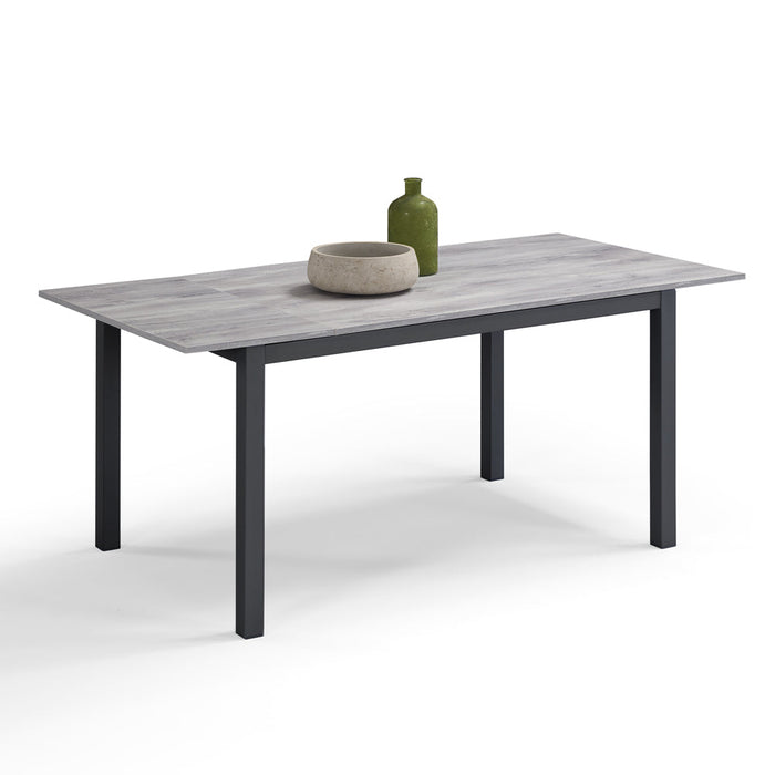 Tavolo da pranzo allungabile 130x80 Cemento Struttura Ghisa modello GIOTTO MADE IN ITALY con allunga laterale 40 cm per sala da pranzo, cucina e soggiorno, design moderno