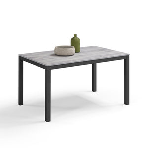 Tavolo da pranzo allungabile 130x80 Cemento Struttura Ghisa modello GIOTTO MADE IN ITALY con allunga laterale 40 cm per sala da pranzo, cucina e soggiorno, design moderno
