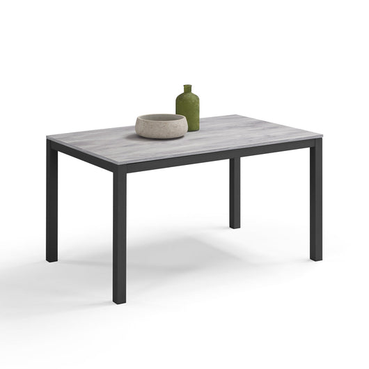 Tavolo da pranzo allungabile 130x80 Cemento Struttura Ghisa modello GIOTTO MADE IN ITALY con allunga laterale 40 cm per sala da pranzo, cucina e soggiorno, design moderno