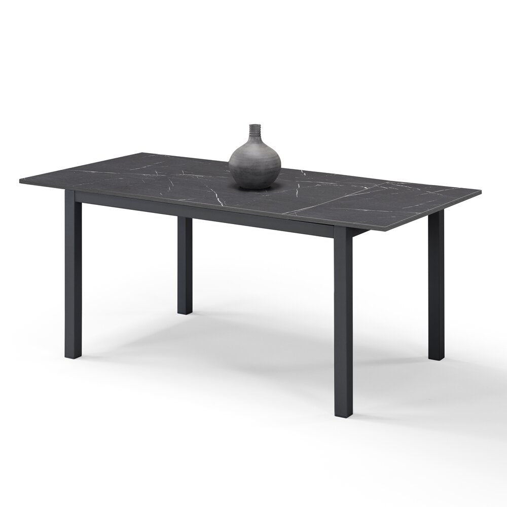 Tavolo da pranzo allungabile 130x80 Pietra Nera modello GIOTTO MADE IN ITALY con allunga laterale 40 cm per sala da pranzo, cucina e soggiorno, design moderno