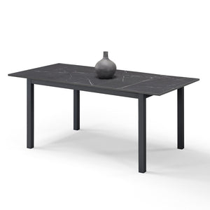 Tavolo da pranzo allungabile 130x80 Pietra Nera modello GIOTTO MADE IN ITALY con allunga laterale 40 cm per sala da pranzo, cucina e soggiorno, design moderno