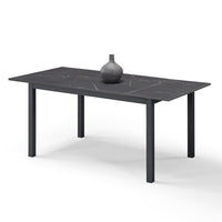 Tavolo da pranzo allungabile Pietra Nera 110x70 modello GIOTTO MADE IN ITALY con allunga laterale 40 cm per sala da pranzo, cucina e soggiorno, design moderno