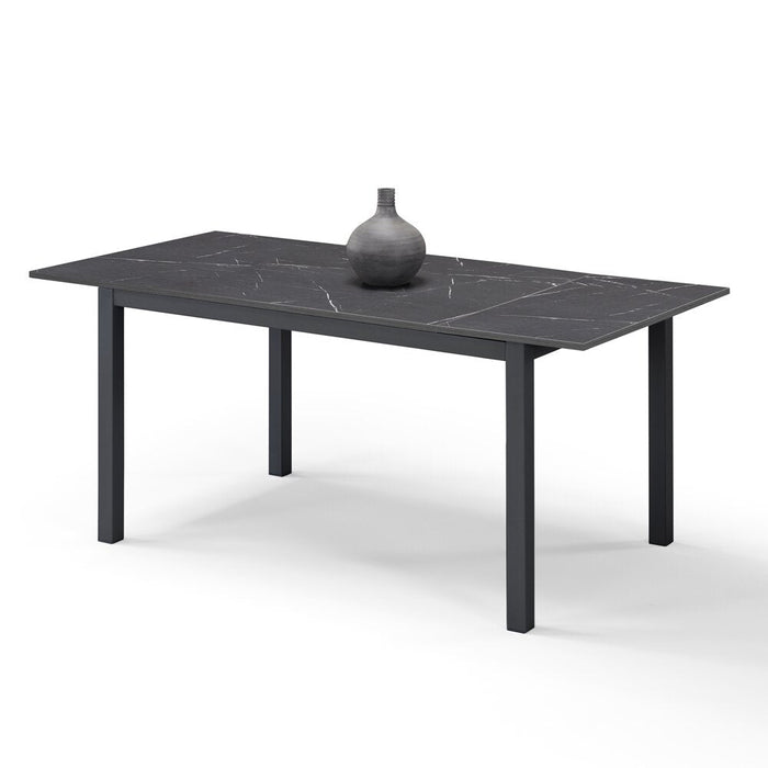 Tavolo da pranzo allungabile Pietra Nera 110x70 modello GIOTTO MADE IN ITALY con allunga laterale 40 cm per sala da pranzo, cucina e soggiorno, design moderno