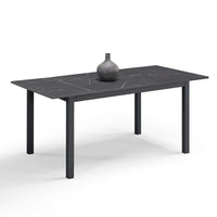 Tavolo da pranzo allungabile Pietra Nera 110x70 modello GIOTTO MADE IN ITALY con allunga laterale 40 cm per sala da pranzo, cucina e soggiorno, design moderno