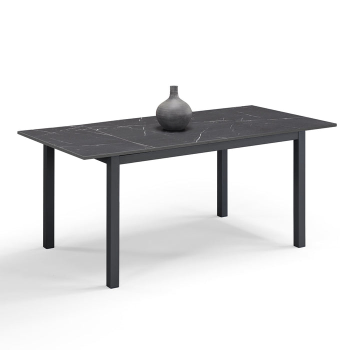 Tavolo da pranzo allungabile Pietra Nera 110x70 modello GIOTTO MADE IN ITALY con allunga laterale 40 cm per sala da pranzo, cucina e soggiorno, design moderno
