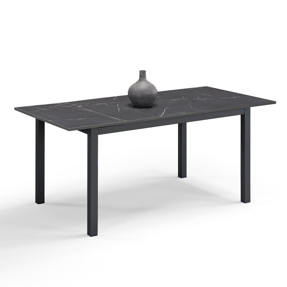 Tavolo da pranzo allungabile 130x80 Pietra Nera modello GIOTTO MADE IN ITALY con allunga laterale 40 cm per sala da pranzo, cucina e soggiorno, design moderno