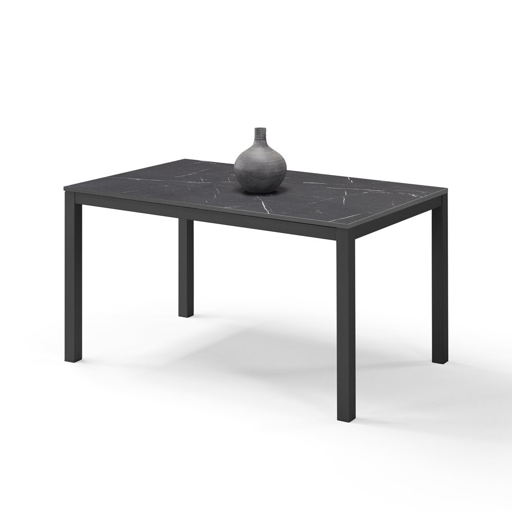 Tavolo da pranzo allungabile 130x80 Pietra Nera modello GIOTTO MADE IN ITALY con allunga laterale 40 cm per sala da pranzo, cucina e soggiorno, design moderno