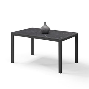 Tavolo da pranzo allungabile 130x80 Pietra Nera modello GIOTTO MADE IN ITALY con allunga laterale 40 cm per sala da pranzo, cucina e soggiorno, design moderno