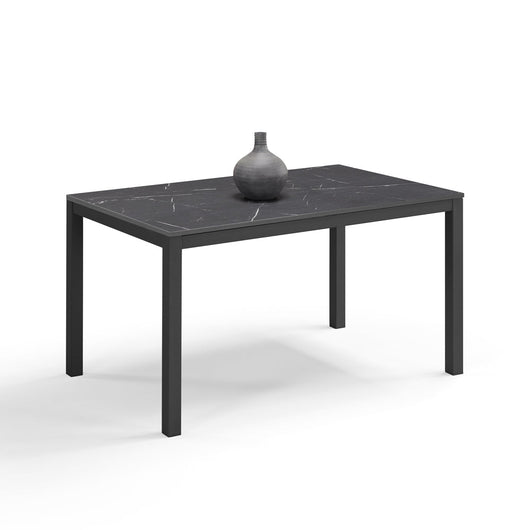 Tavolo da pranzo allungabile Pietra Nera 110x70 modello GIOTTO MADE IN ITALY con allunga laterale 40 cm per sala da pranzo, cucina e soggiorno, design moderno