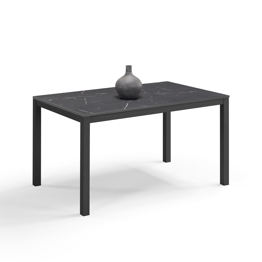 Tavolo da pranzo allungabile 130x80 Pietra Nera modello GIOTTO MADE IN ITALY con allunga laterale 40 cm per sala da pranzo, cucina e soggiorno, design moderno