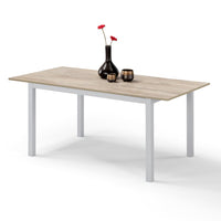 Tavolo da pranzo allungabile 130x80 Quercia Bianco modello GIOTTO MADE IN ITALY con allunga laterale 40 cm per sala da pranzo, cucina e soggiorno, design moderno