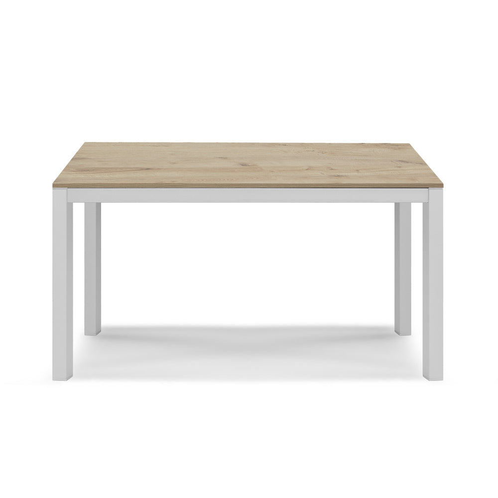 Tavolo da pranzo allungabile 130x80 Quercia Bianco modello GIOTTO MADE IN ITALY con allunga laterale 40 cm per sala da pranzo, cucina e soggiorno, design moderno