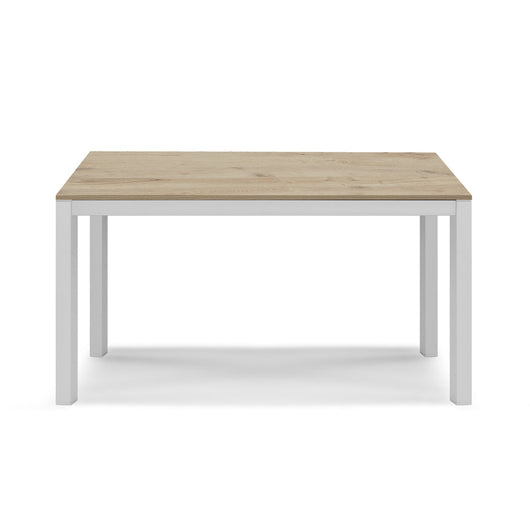 Tavolo da pranzo allungabile 130x80 Quercia Bianco modello GIOTTO MADE IN ITALY con allunga laterale 40 cm per sala da pranzo, cucina e soggiorno, design moderno