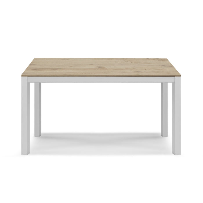 Tavolo da pranzo allungabile 130x80 Quercia Bianco modello GIOTTO MADE IN ITALY con allunga laterale 40 cm per sala da pranzo, cucina e soggiorno, design moderno