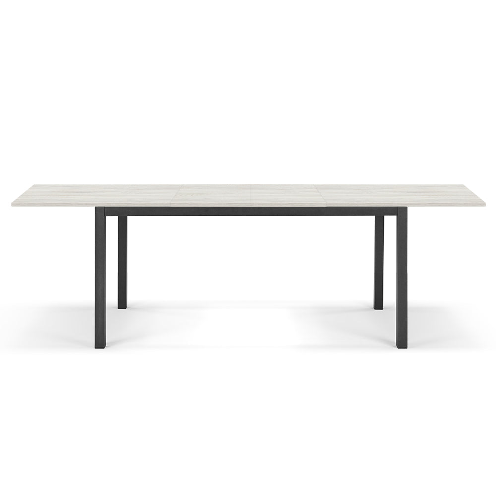 Tavolo da pranzo allungabile Quercia Bianca 160x85 modello GIOTTO MADE IN ITALY con 2 allunghe laterali da 40 cm per sala da pranzo, cucina e soggiorno, design moderno