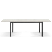 Tavolo da pranzo allungabile Quercia Bianca 160x85 modello GIOTTO MADE IN ITALY con 2 allunghe laterali da 40 cm per sala da pranzo, cucina e soggiorno, design moderno