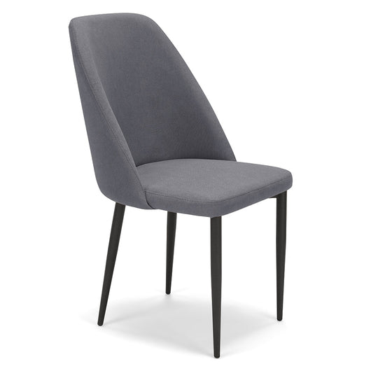 Sedia imbottita per sala da pranzo GIOVE, MADE IN ITALY, design moderno, rivestimento in tessuto morbido idrorepellente colore Grigio, gambe coniche robuste in metallo