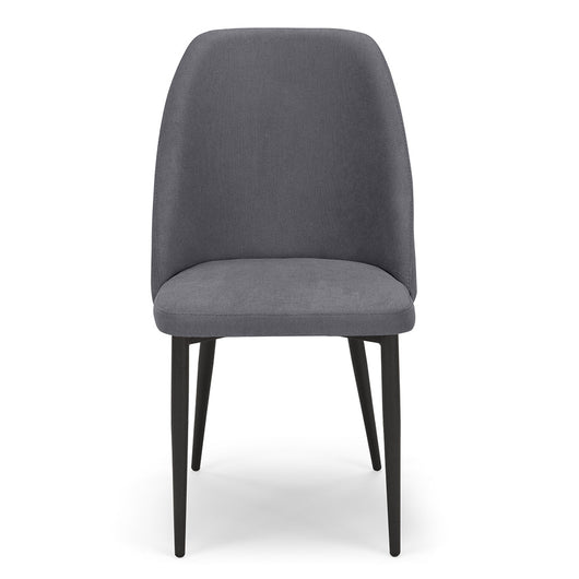 Sedia imbottita per sala da pranzo GIOVE, MADE IN ITALY, design moderno, rivestimento in tessuto morbido idrorepellente colore Grigio, gambe coniche robuste in metallo