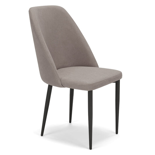 Sedia imbottita per sala da pranzo GIOVE, MADE IN ITALY, design moderno, rivestimento in tessuto morbido idrorepellente colore Tortora, gambe coniche robuste in metallo