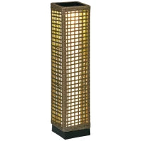 Lampada Solare da Giardino con Pannello di Ricarica, in Acciaio e Rattan, 15.5x15.5x69 cm, Nero e Marrone