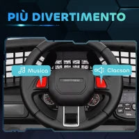 Macchina per Bambini Elettrica Fuoristrada 12V con Doppio Motore, Età 3-6 Anni, Telecomando e Luci, Bianco