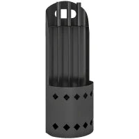 Set accessori per camino da 4 pezzi, con scopino, paletta, attizzatoio e supporto, in metallo, Nero