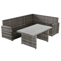 Salotto da Giardino Set 3 Pz con 2 Divani da Esterno e 1 Tavolo da Giardino in Rattan Sintetico Grigio