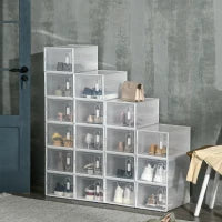 Mobile Scarpiera Rettangolare in Plastica PP, 18 Box 25x35x19 cm per Scarpe max 43 EU, Vestiti e Libri