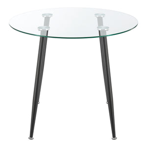 Tavolo Rotondo Humppila Piano in Vetro Ø80 Gambe in Acciaio Nero [en.casa]