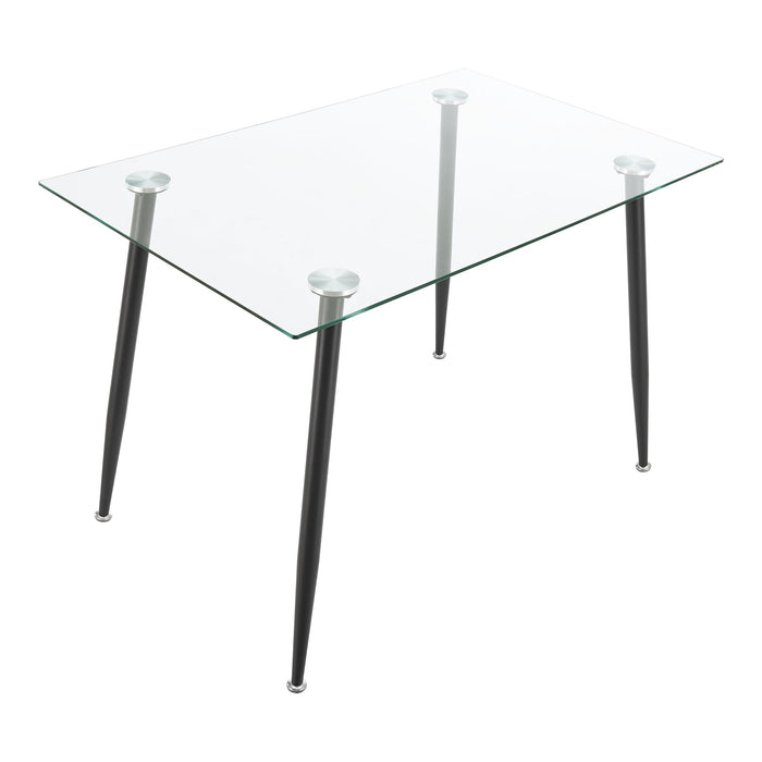 Tavolo da pranzo in vetro temperato acciaio 75 x 110 x 70 cm nero 03_0008702