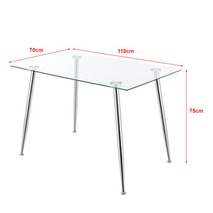 Tavolo da pranzo in vetro temperato acciaio 75 x 110 x 70 cm cromato 03_0008701