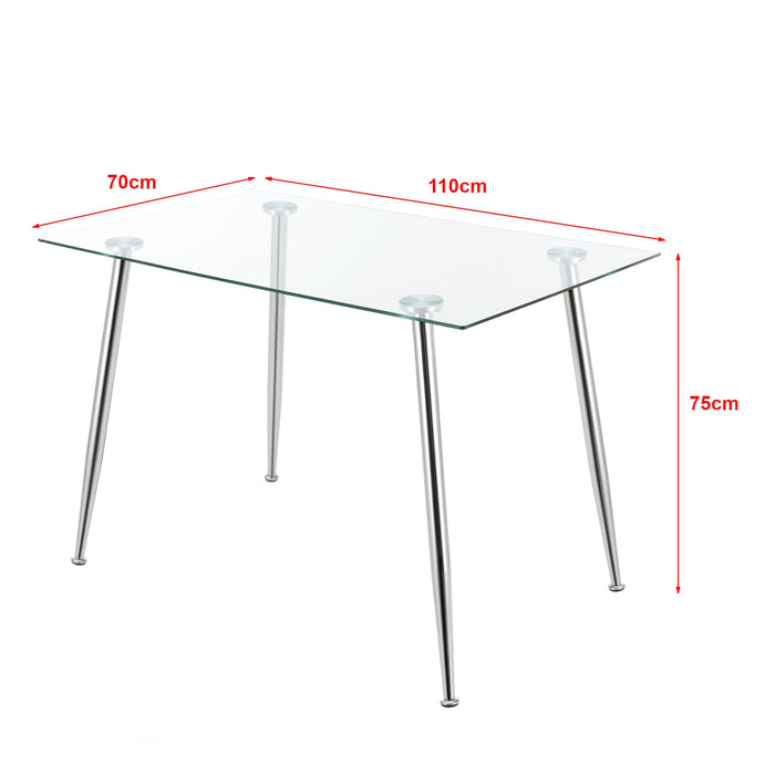 Tavolo da pranzo in vetro temperato acciaio 75 x 110 x 70 cm cromato 03_0008701