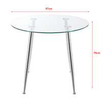 Tavolo da pranzo rotondo in vetro temperato acciaio 75 x 87 cm trasparente cromato 03_0008706