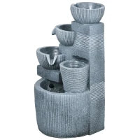 Fontana da giardino a energia solare fontana a cascata in resina a 4 livelli con luci LED e pompa