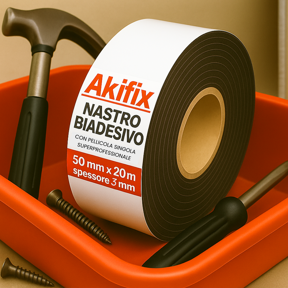 Nastro biadesivo cartongesso pellicola singola superprofessionale spessore 3 mm *** misure 50 mm x 20 m, confezione 1